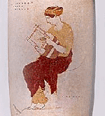 Фрагмент росписи 
белофонного лекифа 
«художника Ахилла».
 Около 440 до н. э. 
Частное собрание.