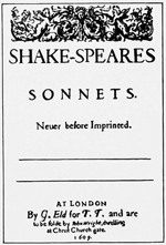 Шекспир У. 
«Сонеты». 
Лондон. 
1609.